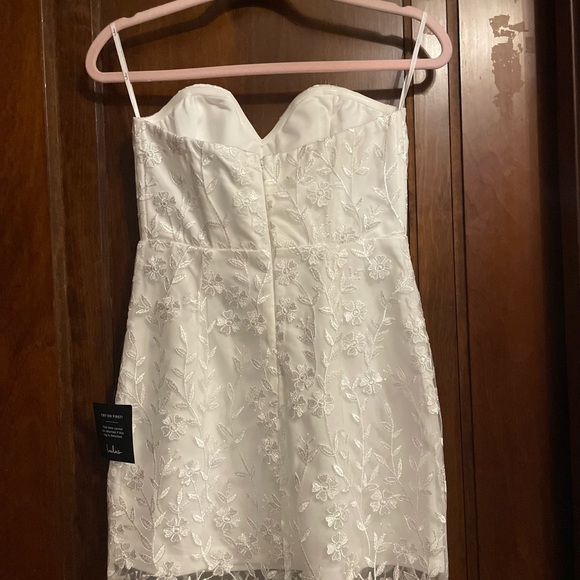 Lulu's White Embroidered Strapless Mini Dress - Picture 3 of 5